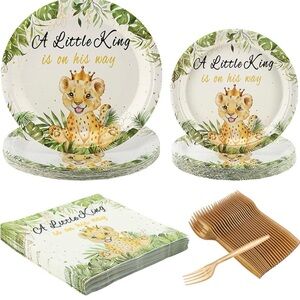 A Little King Jungle Party Supplies Set - Green